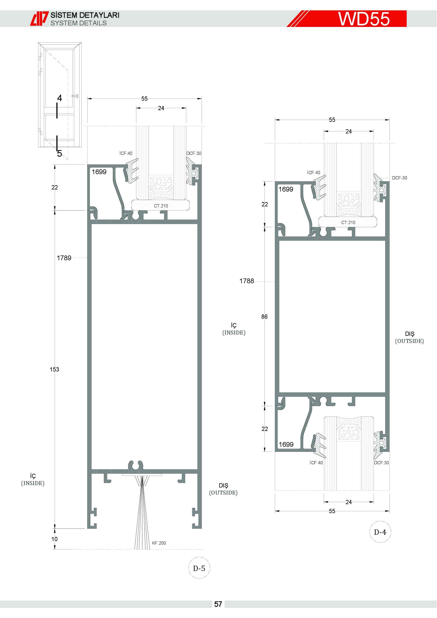 S 55 Yalıtımsız Alüminyum 57